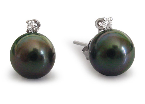 Boucles d'oreilles en perles de Tahiti et diamants