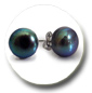 Boucles d'oreille de perles de culture d'eau douce noire de netperles