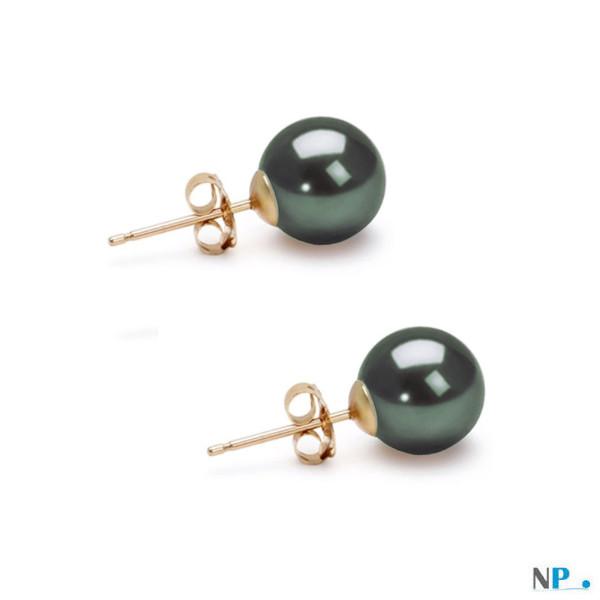 paire de boucles d'oreilles de perles d'eau douce noires qualité AAA