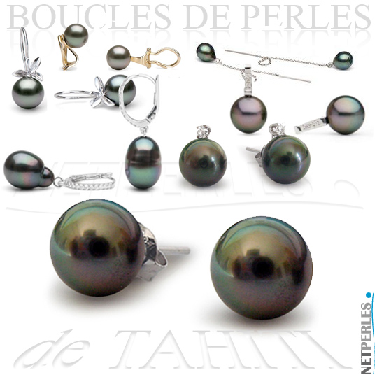 Boucles d'oreilles perle noire & nacre - Tahitian Store