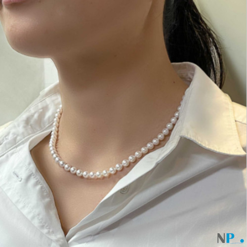 Collier de perles d'Akoya blanches 