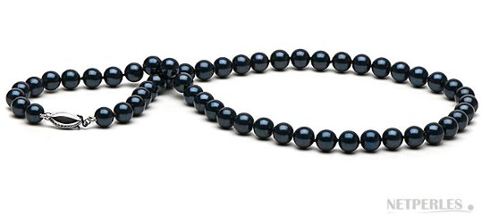 Collier de perles de culture noires - Perles d'Akoya noires - Collier