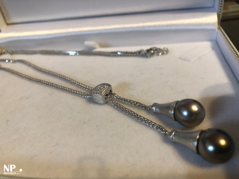 Collier Perles de Tahiti en Argent et Diamants