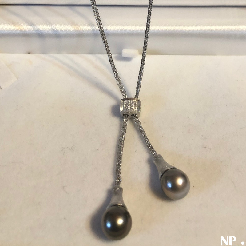 Collier Perles de Tahiti en Argent et Diamants