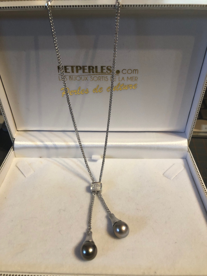 Collier Perles de Tahiti en Argent et Diamants