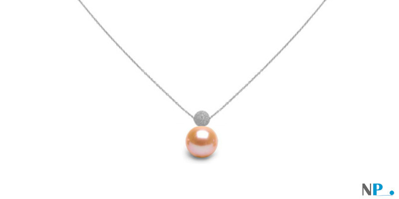 Collier SPHERE avec une perle rose pêche DOUCEHADAMA