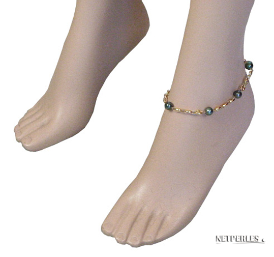 Bracelet Cheville perle de Tahiti pour l'été
