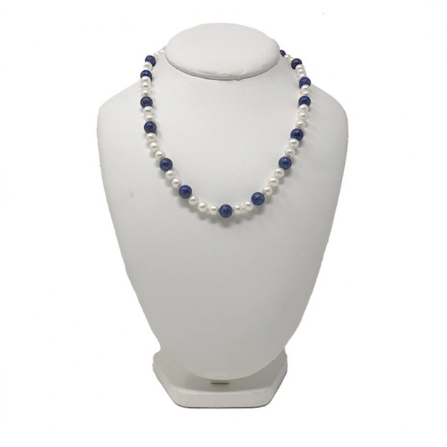 Collier de perles fantaisie lapis lazuli type collier plastron