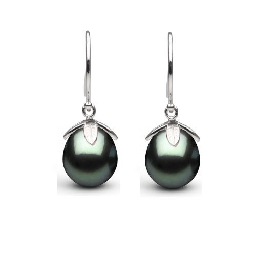 Boucles d'oreilles en or 18 carats perles de Tahiti Goutte 10-11 mm AAA