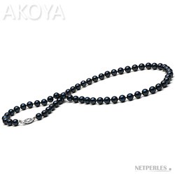 Collier de Perles Noires d'Akoya 45 cm, 5,5-6 mm AA+