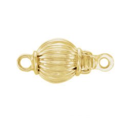 Fermoir rond 7 mm pour rang de perles, Or Jaune 14k strié