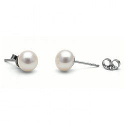 Boucles d'Oreilles de perle d'Eau Douce Blanches 8-9 mm AA+ (bouton) en Argent 925