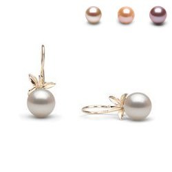 Boucles d'Oreilles avec perles de culture d'eau douce 8-9 mm AAA