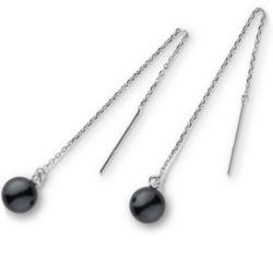 Paire de boucles d'Oreilles en Or 18k perles d'Akoya noires 7,5 à 8 mm