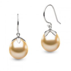 Boucles d'oreilles en Argent 925 perles dorées Philippines Gouttes 13-13,5 mm AA/AA+