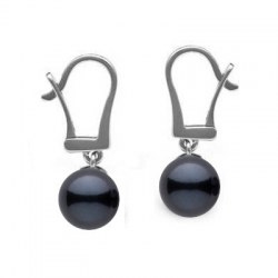 Boucles d'Oreilles perles de culture Akoya noires sur Dormeuses or 18k