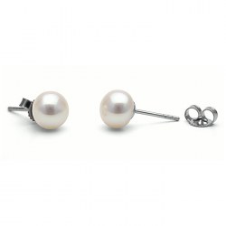 Paire de boucles d'Oreilles de perle d'Eau Douce Blanches 7 à 8 mm AA+ (bouton)