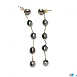 Boucles d'Oreilles de perles de Tahiti AAA et Baroques de 8-9 mm Or 18k