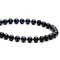Perle d'eau douce noire - Fil de perles rondes