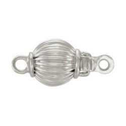 Fermoir rond 10 mm pour rang de perles, Or Gris 14k strié