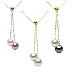 Collier 45 cm de perles de culture d'eau douce qualité AAA et chaîne en Or 14 carats
