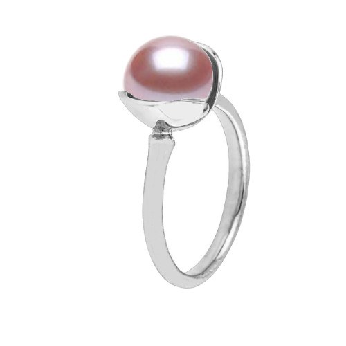 Bague Argent 925 perle 8-9 mm Doucehadama Lavande Taille 51