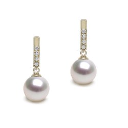 Boucles d'Oreilles Or 18k Diamants Perles d'Eau Douce DOUCEHADAMA